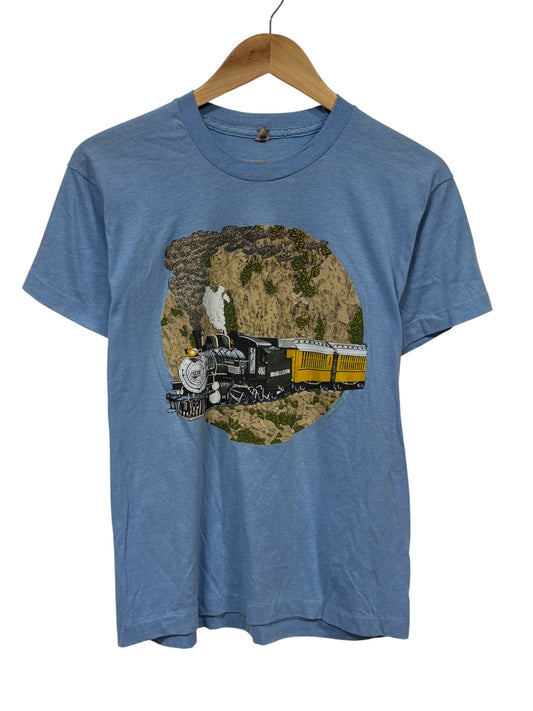 Vintage 80's Train Railroad Graphic Tee Size Medium
