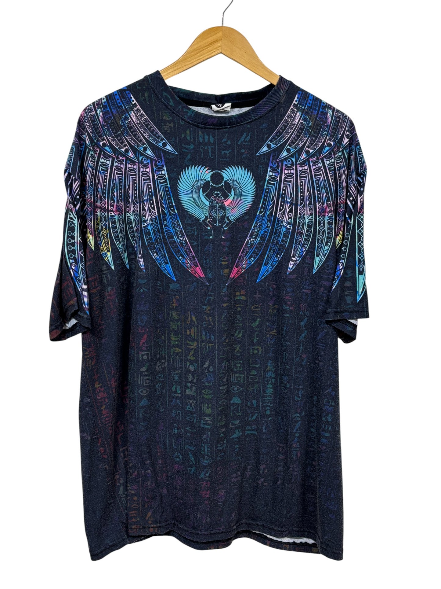 Vintage Y2K Tribal Art Big Print Affliction Style Tee Size XXL