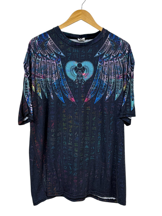 Vintage Y2K Tribal Art Big Print Affliction Style Tee Size XXL