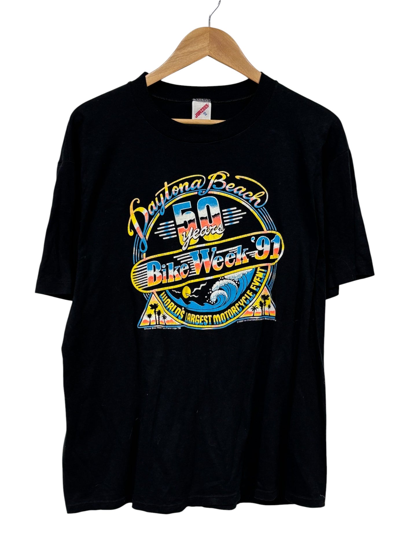 Vintage 1991 Daytona Beach Bike Week Harley Graphic Tee Size XL
