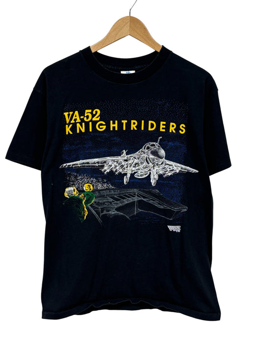 Vintage 90's Va-52 Knightriders Fighter Jet Graphic Tee Size Large