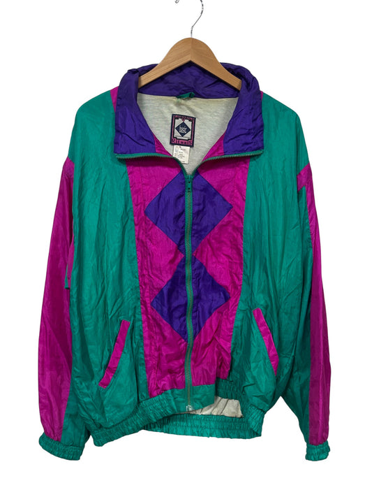 Vintage 90's Multicolor Green Pink Purple Windbreaker Jacket Size XL