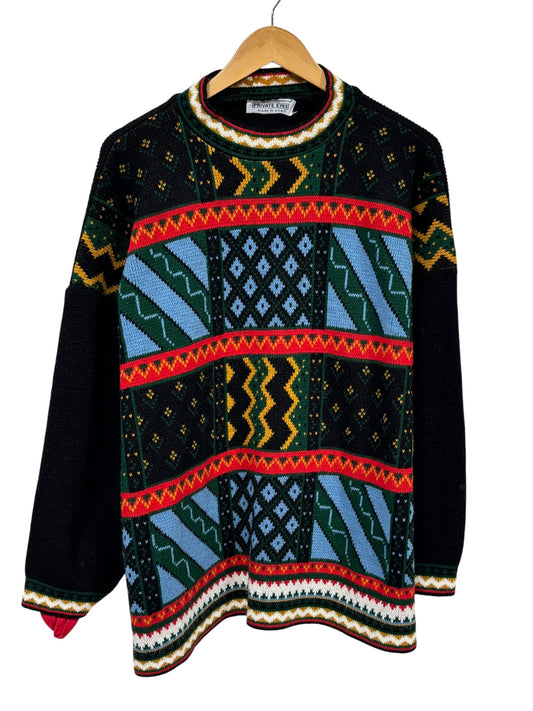 Vintage 90's Abstract Art Knit Sweater Size Large