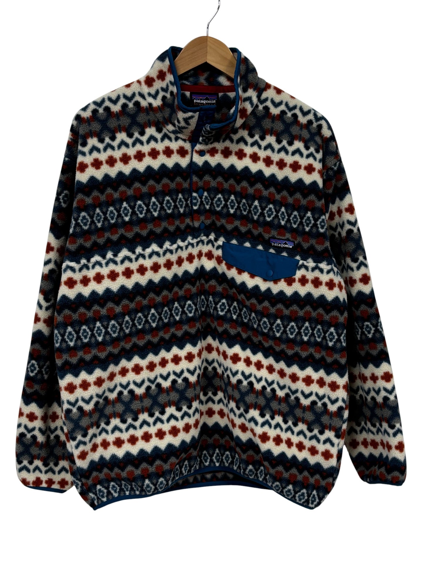 Patagonia Synchilla Snap T Aztec Cliff Print Sweater Size Large