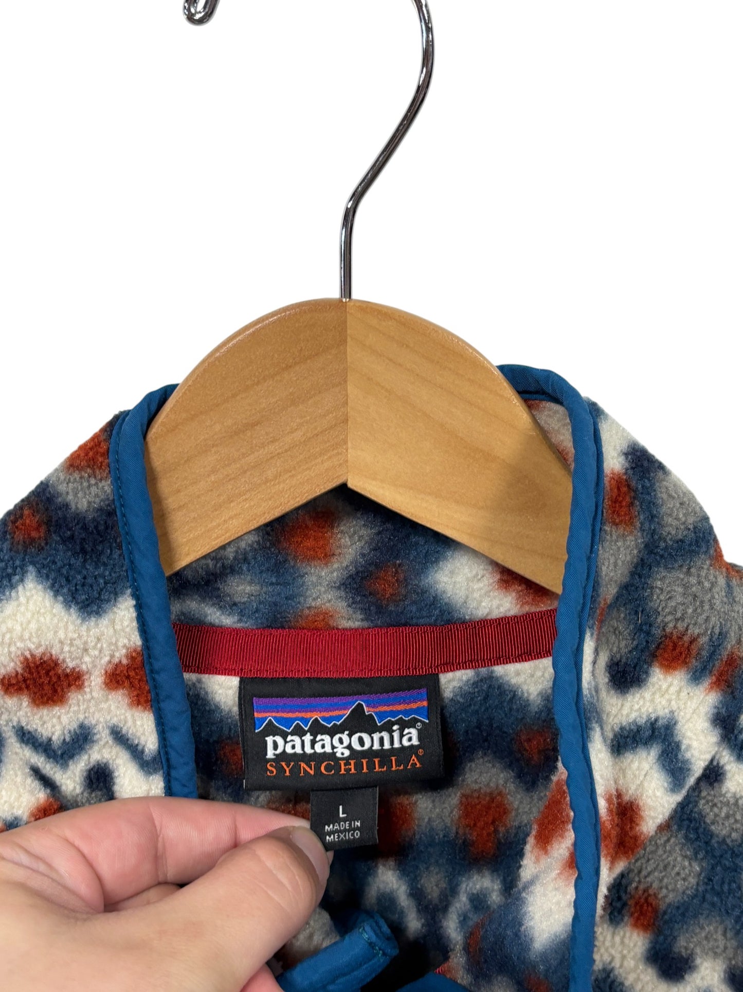 Patagonia Synchilla Snap T Aztec Cliff Print Sweater Size Large