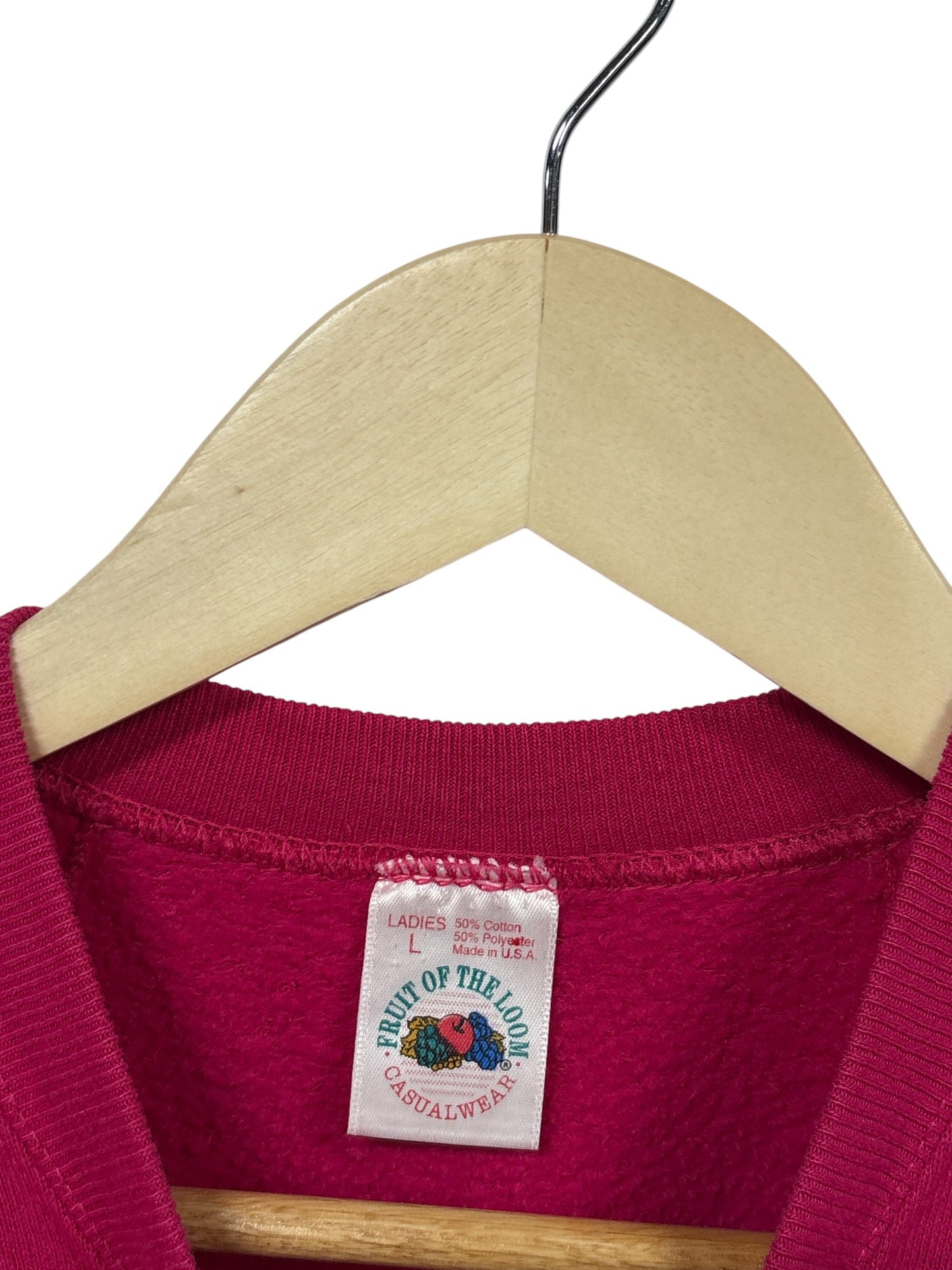 Vintage 90's Fruit of the Loom Women's Pink Blank Sweater Size Large
