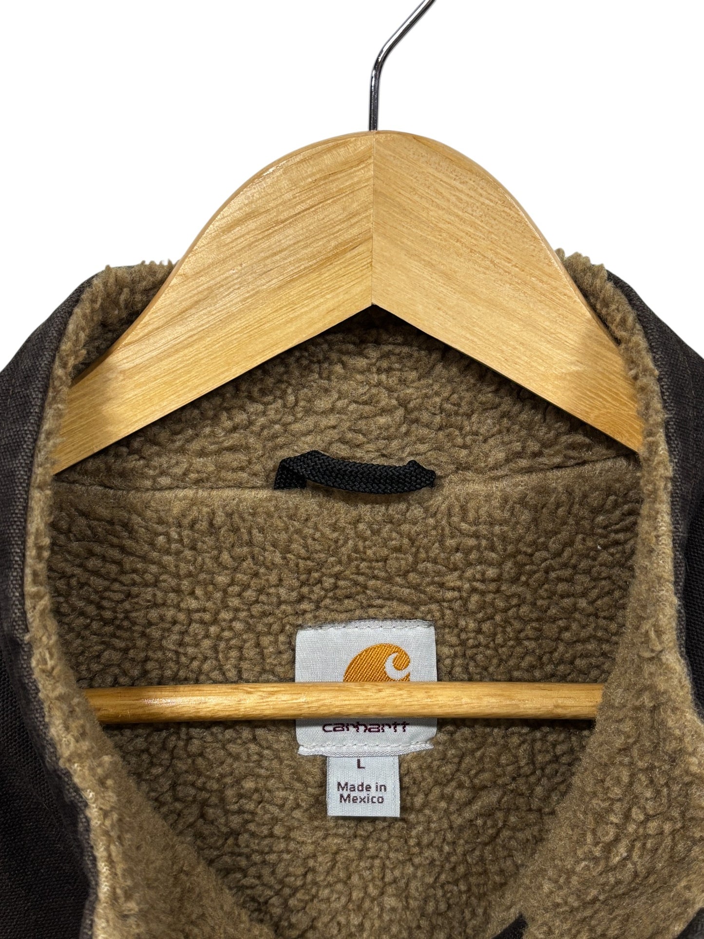 Vintage Carhartt Brown Sherpa Lined Zip Up Vest Size Large