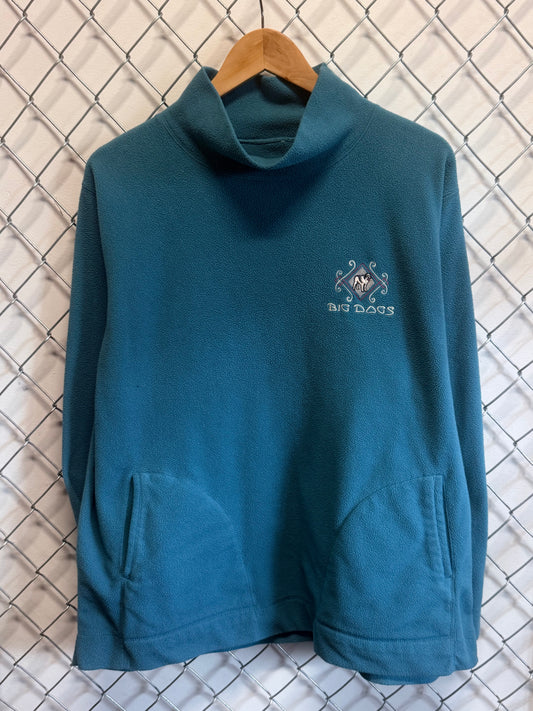 Vintage Big Dogs Mock Neck Blue Fleece Sweater Size XL