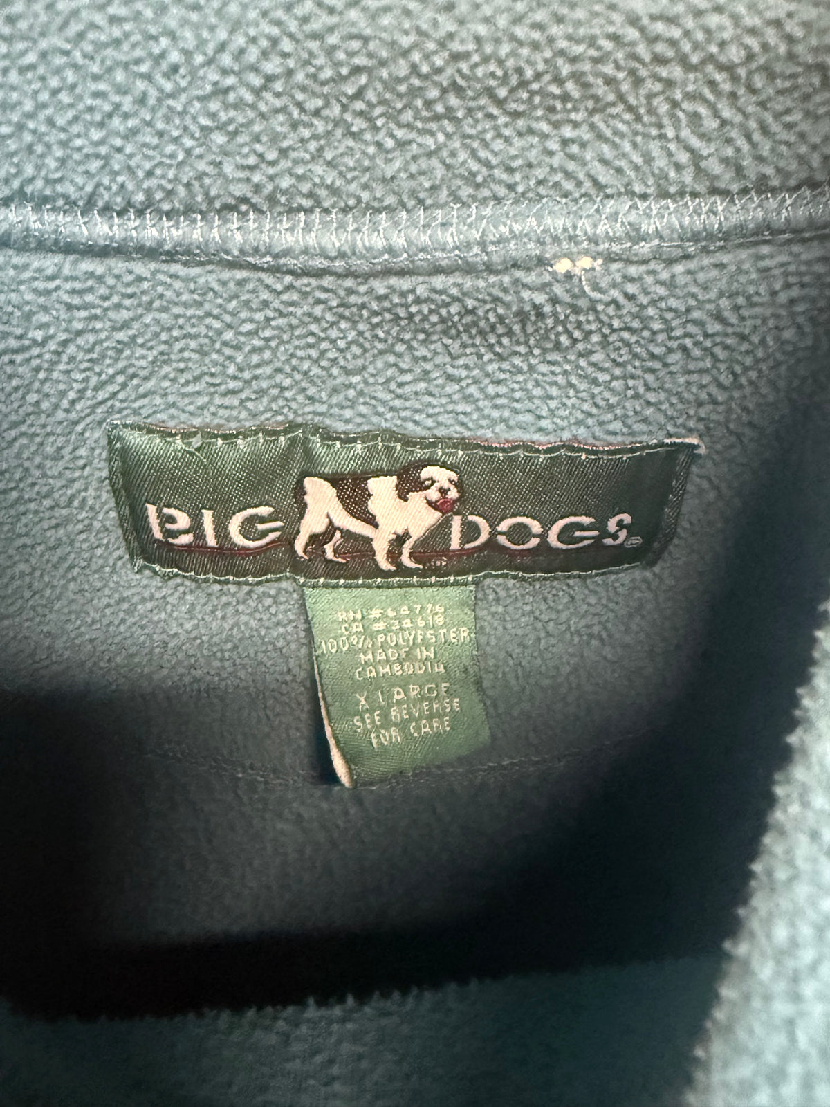 Vintage Big Dogs Mock Neck Blue Fleece Sweater Size XL