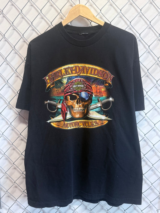 Harley Davidson Orlando Florida Pirate Biker Graphic Tee Size XL
