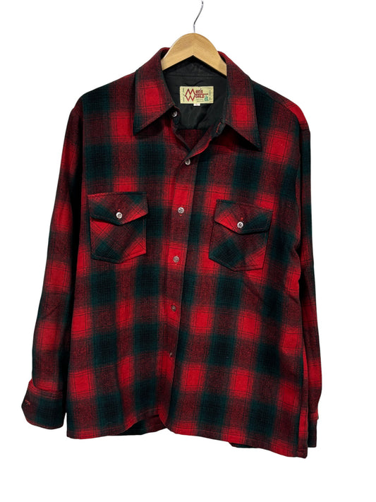 Vintage Men's World Red Flannel Lumberjack Button Up Shirt Size Large