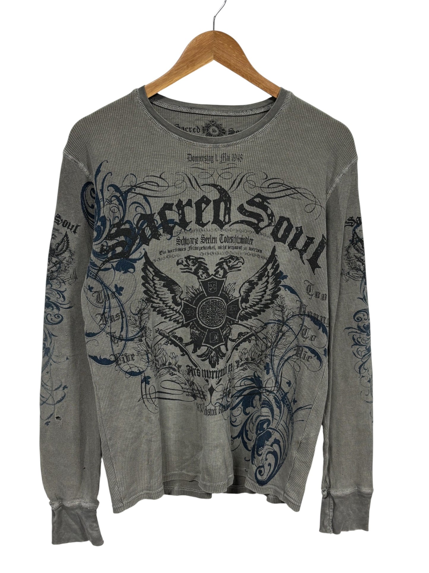 Vintage Y2K Sacred Soul Affliction Thermal Long Sleeve Shirt Size Medium