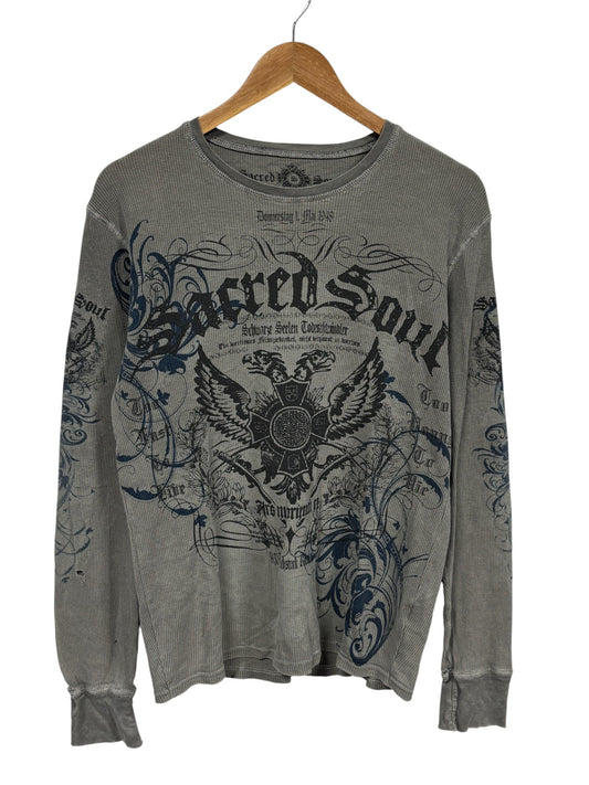Vintage Y2K Sacred Soul Affliction Thermal Long Sleeve Shirt Size Medium