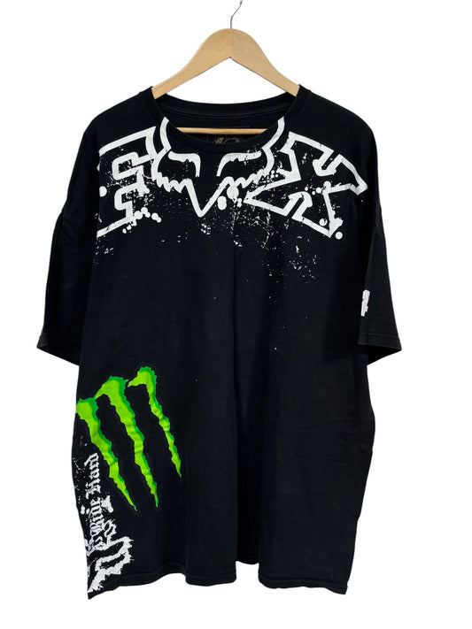 Vintage Y2K Fox Motorcycle Racing Monster Energy Graphic Tee Size XXL