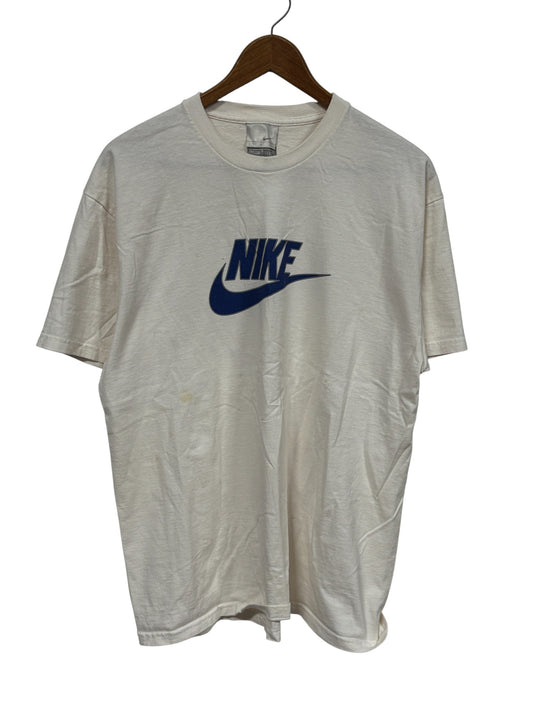 Vintage Nike Futura Swoosh Logo White Graphic Tee Size Large