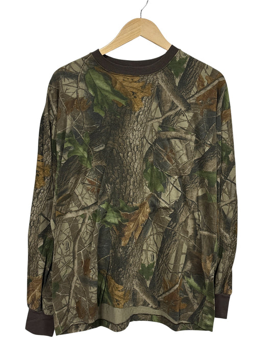 Vintage 90's Woodland Camo Long Sleeve Shirt Size XL