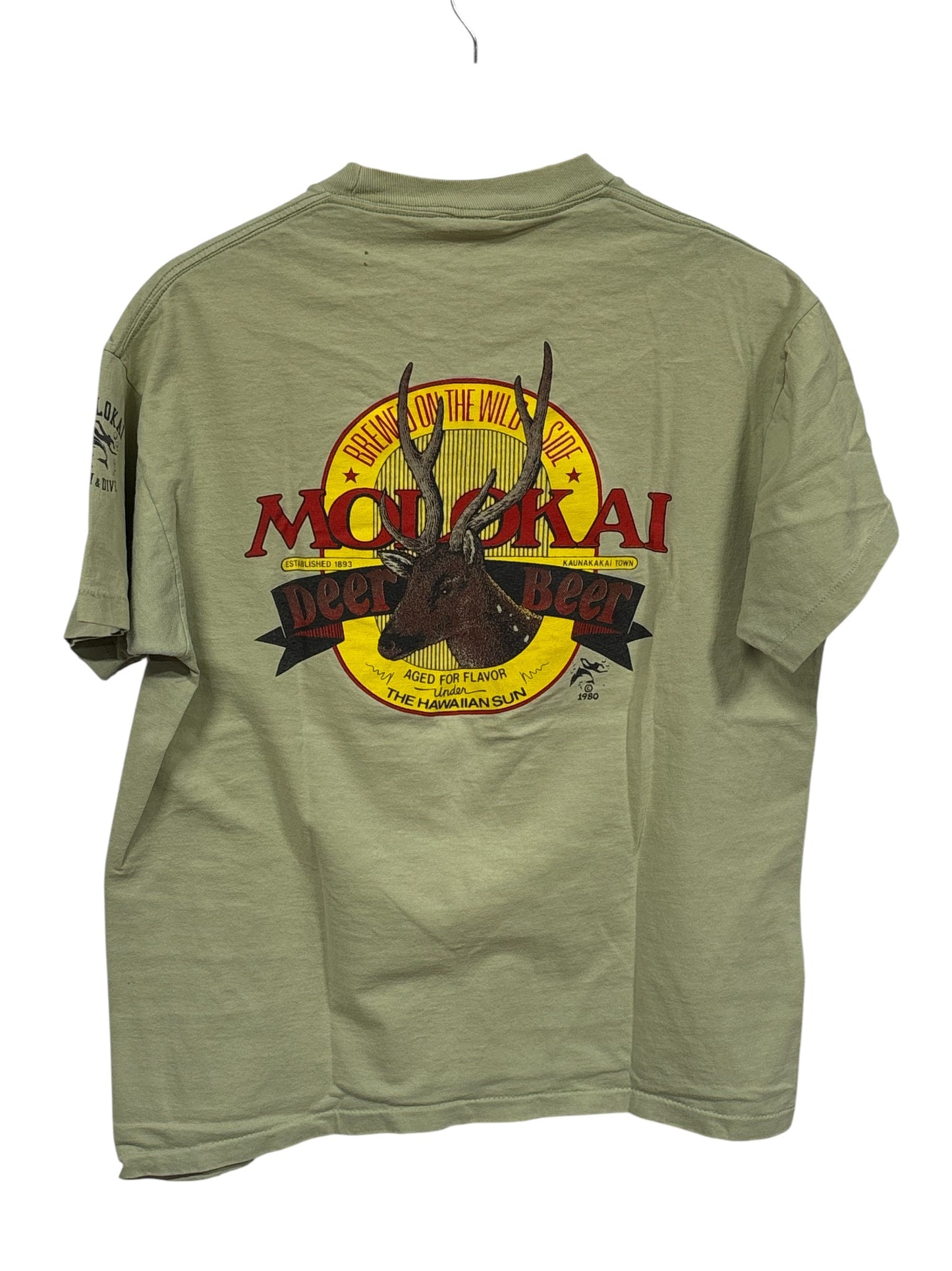 Vintage 90's Molokai Deer Beer Hawaiian Graphic Tee Size Large
