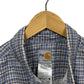 Vintage Carhartt FR Plaid Blue Checkered Button Up Shirt Size XL
