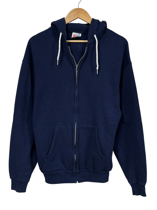 Vintage 90's Hanes Blank Blue Zip Up Hoodie Size XL