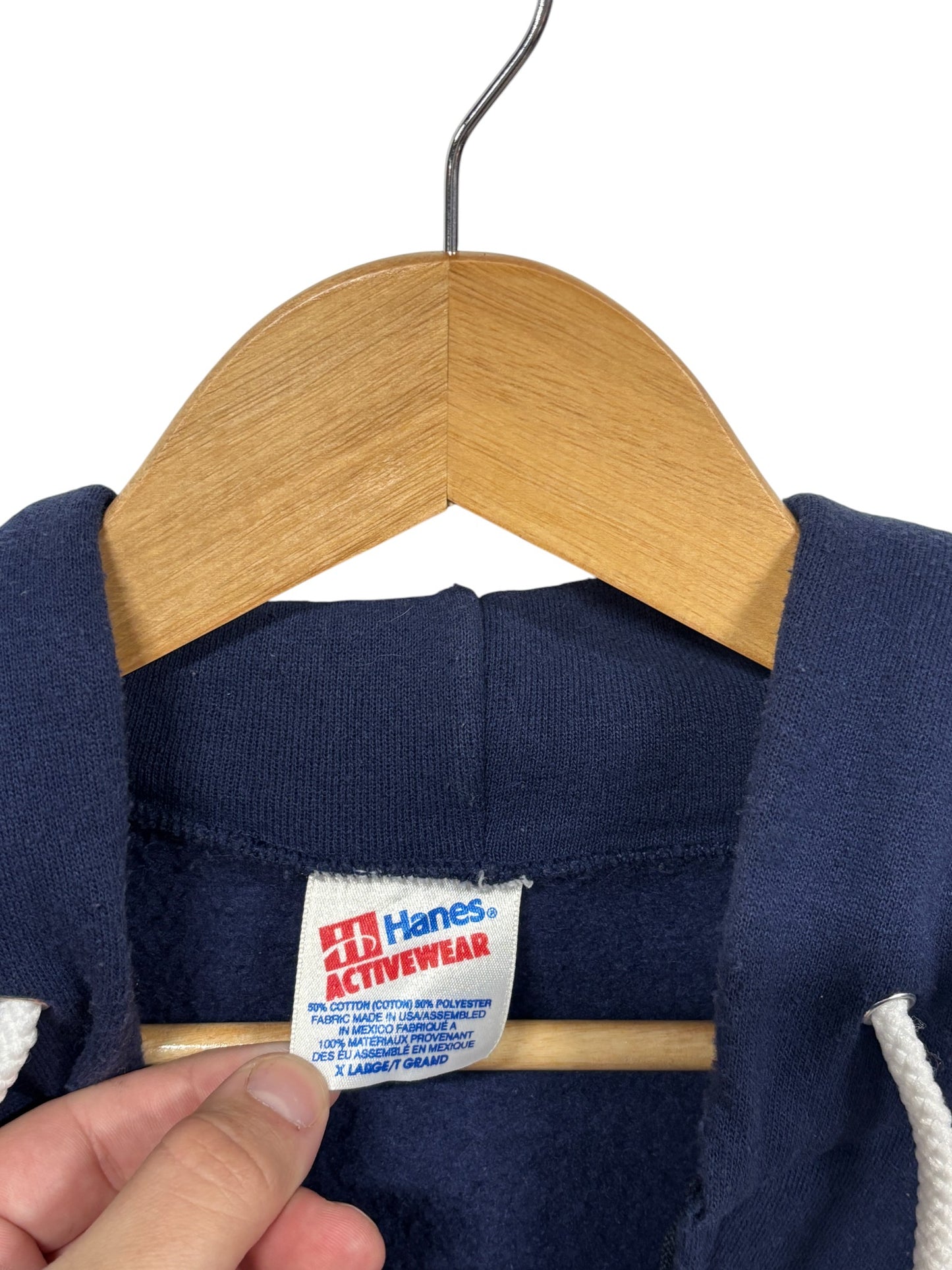 Vintage 90's Hanes Blank Blue Zip Up Hoodie Size XL