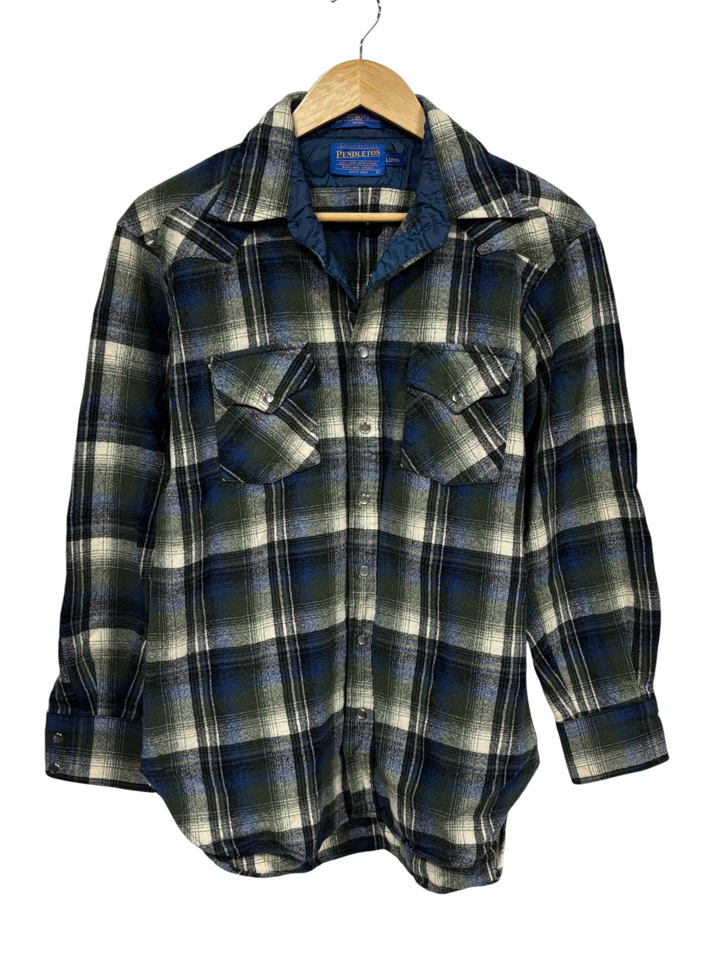 Vintage Pendleton Plaid Wool Button Up Shirt Size Large