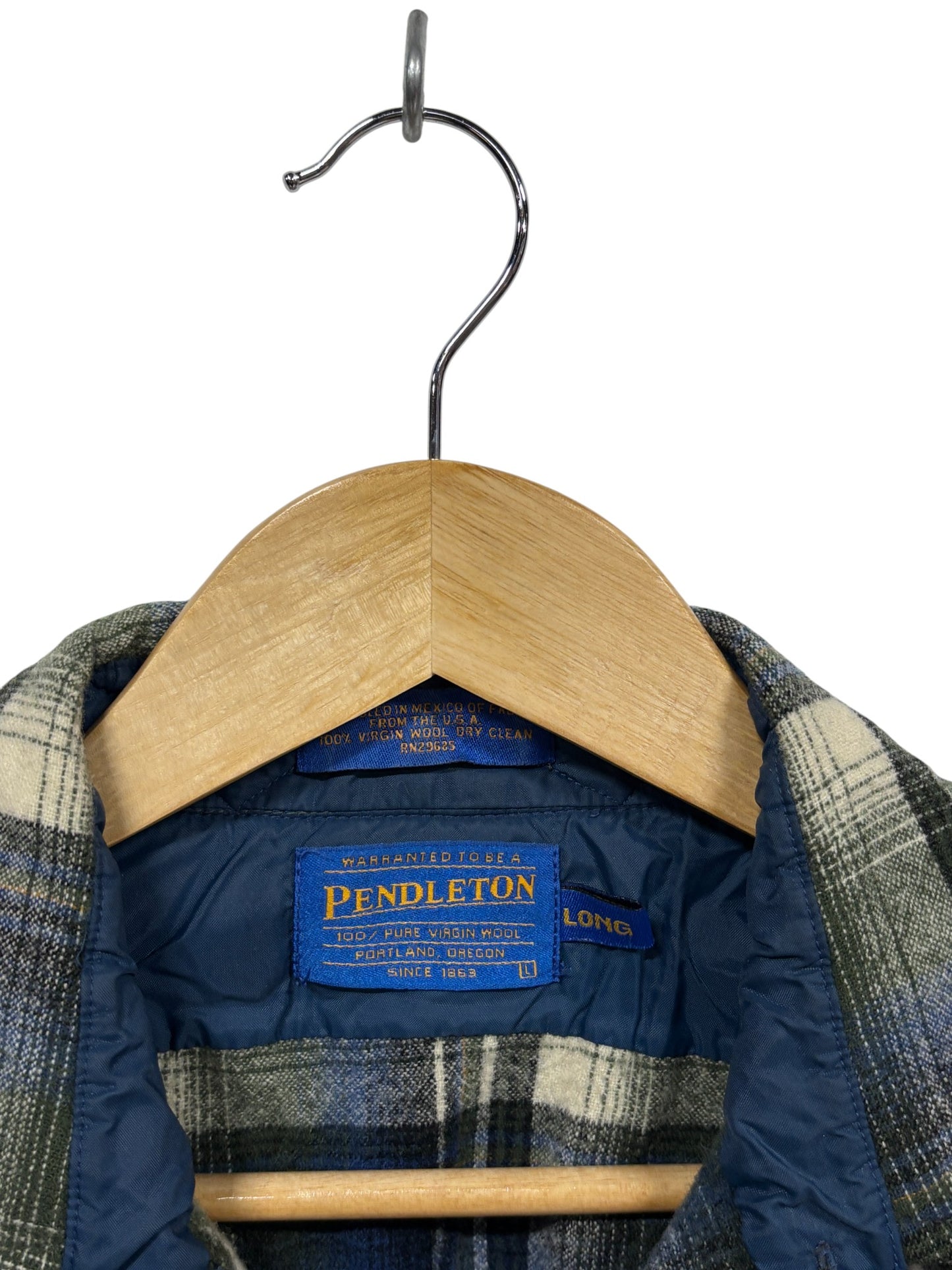 Vintage Pendleton Plaid Wool Button Up Shirt Size Large