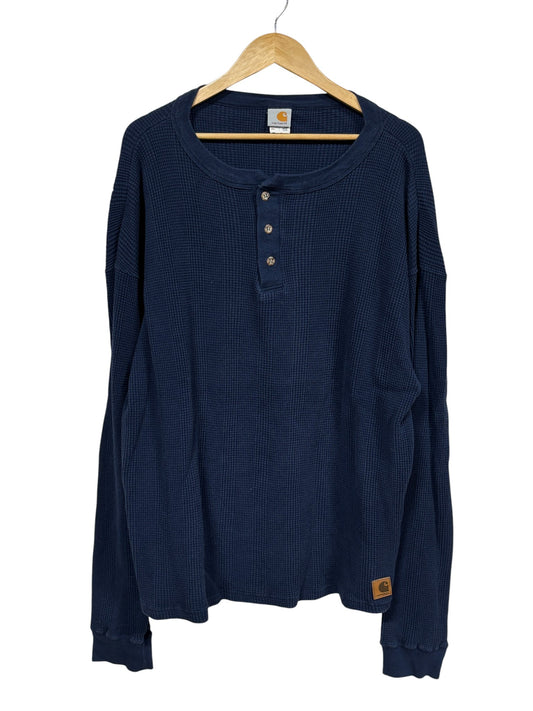 Vintage Carhartt Blue Thermal Long Sleeve Shirt Size XXL