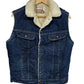 Vintage Sears Roebuck Western Wear Sherpa Lined Denim Vest Size Medium