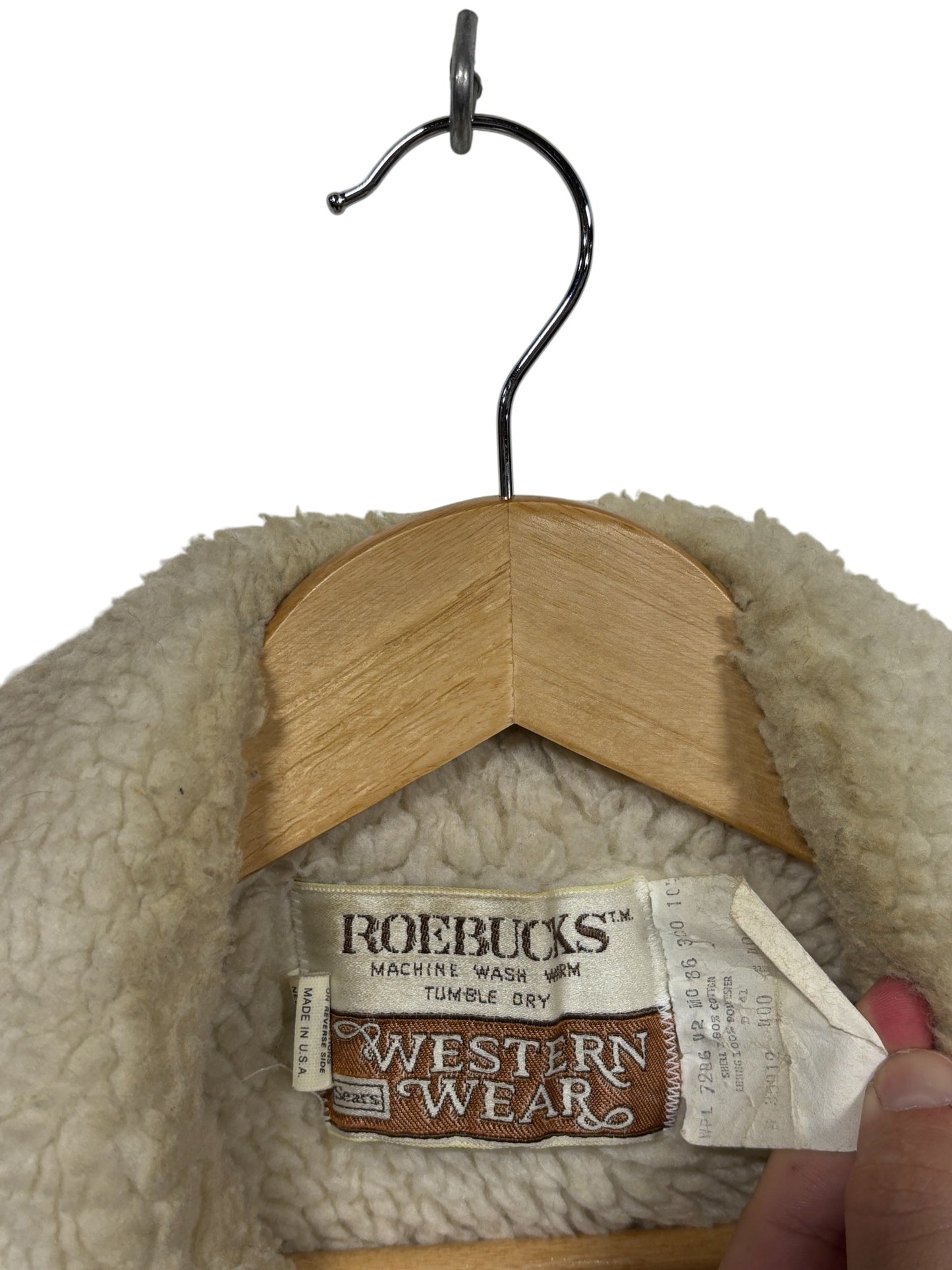 Vintage Sears Roebuck Western Wear Sherpa Lined Denim Vest Size Medium
