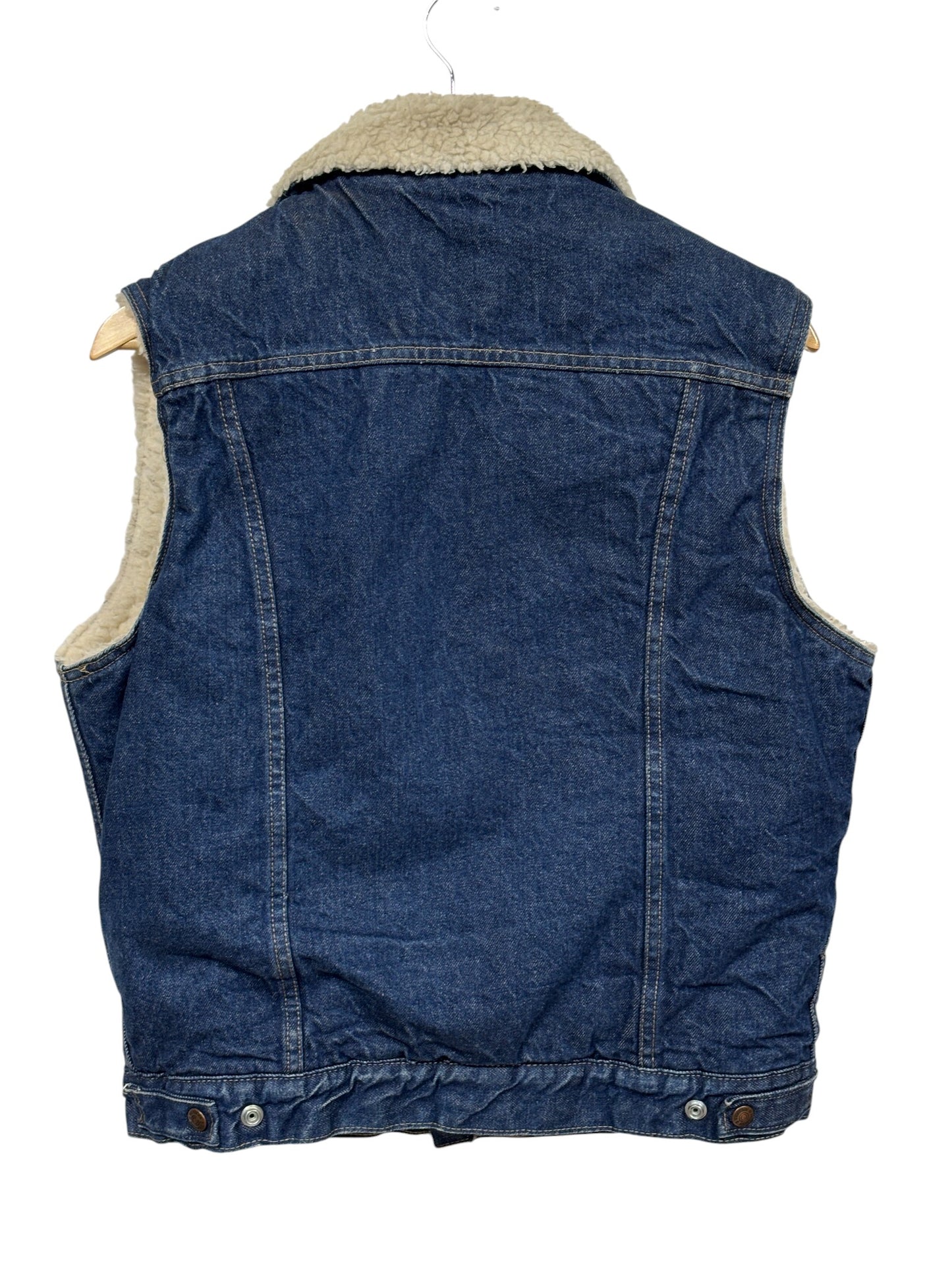 Vintage Sears Roebuck Western Wear Sherpa Lined Denim Vest Size Medium