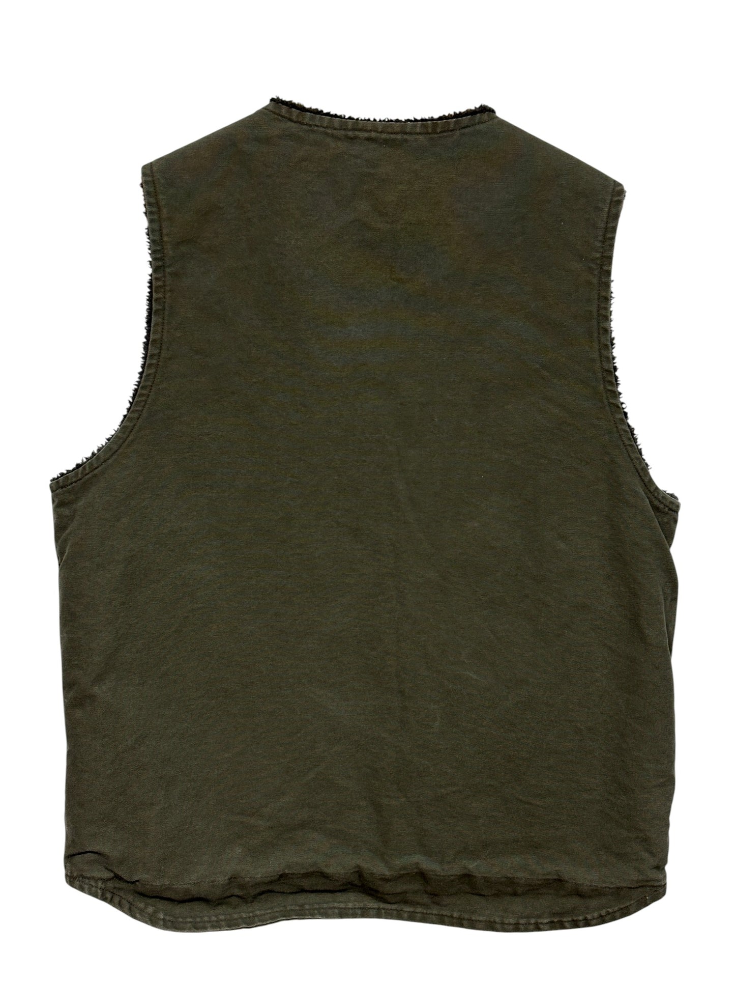 Vintage Carhartt Olive Green Sherpa Lined Vest Size Large Tall