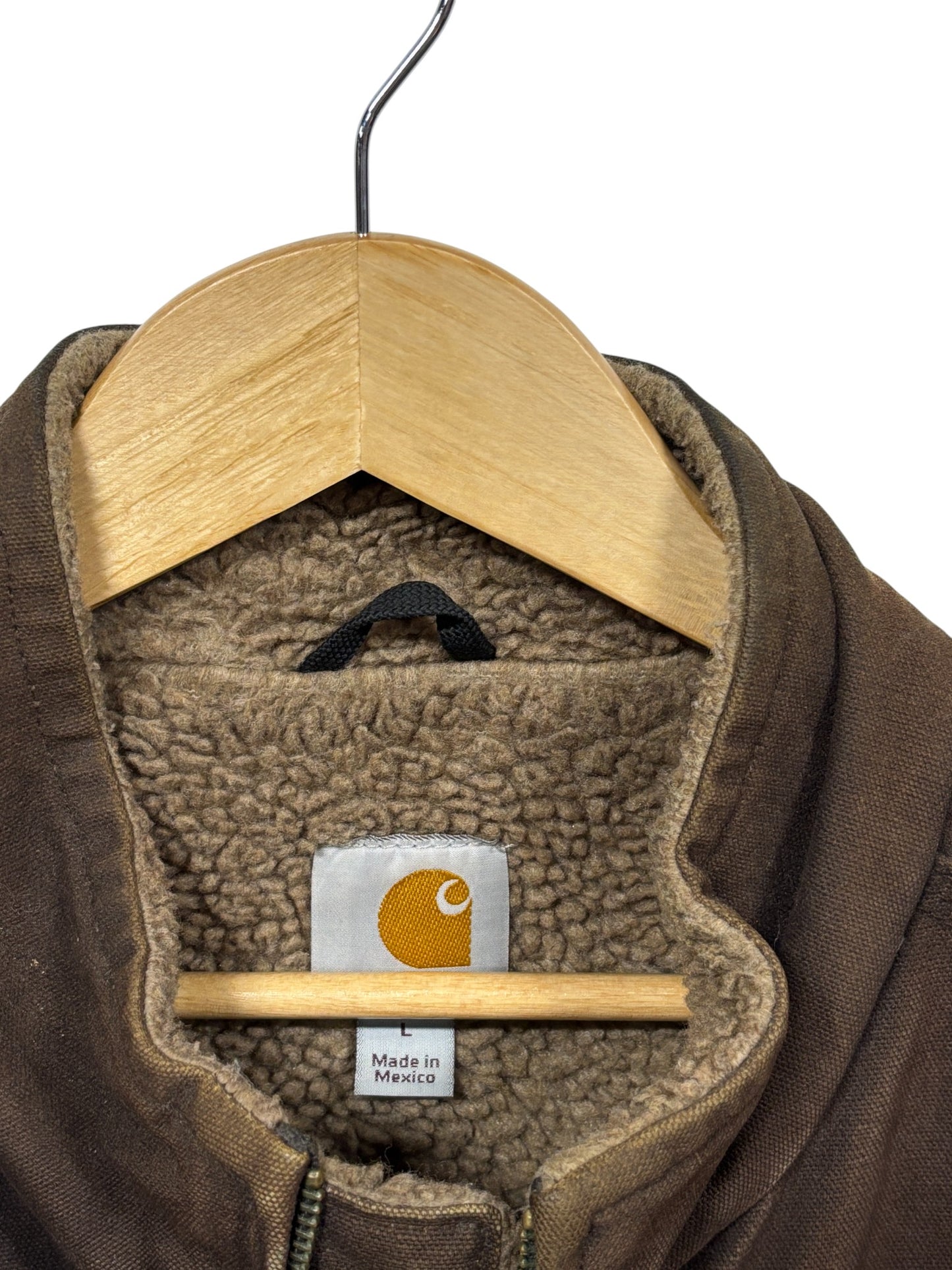 Vintage Carhartt Brown Sherpa Lined Zip Up Vest Size Large