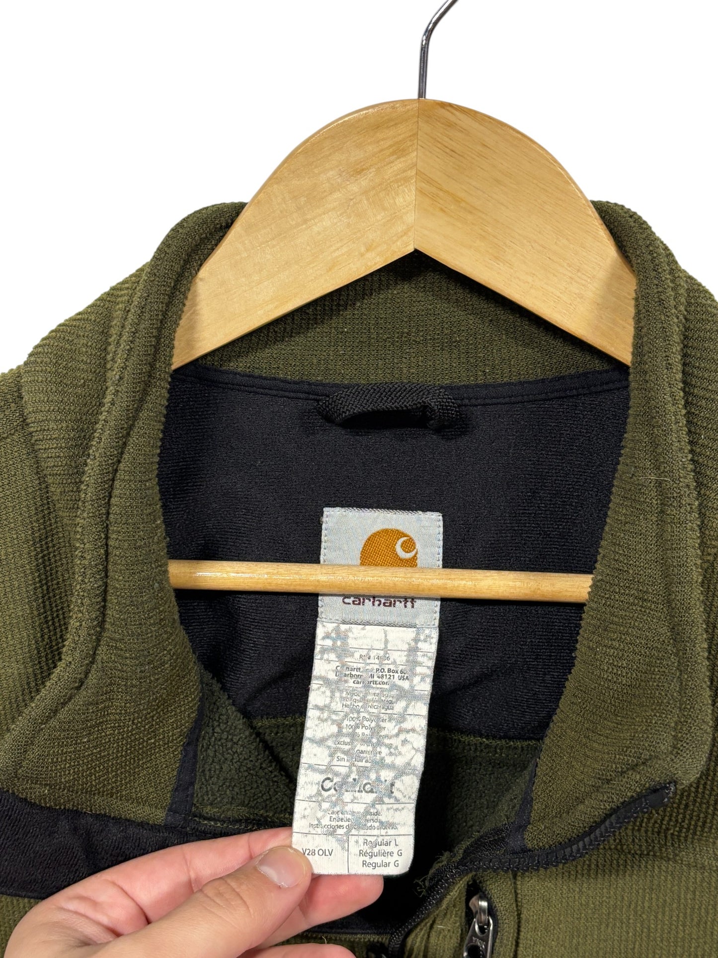 Vintage Carhartt Olive Green Fleece Vest Size Large
