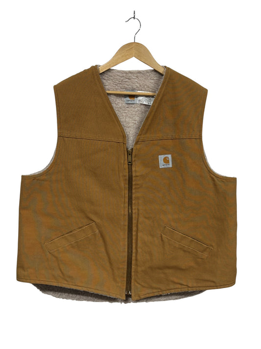 Vintage Carhartt Made in USA Sherpa Lined Brown Vest Size XXL Tall