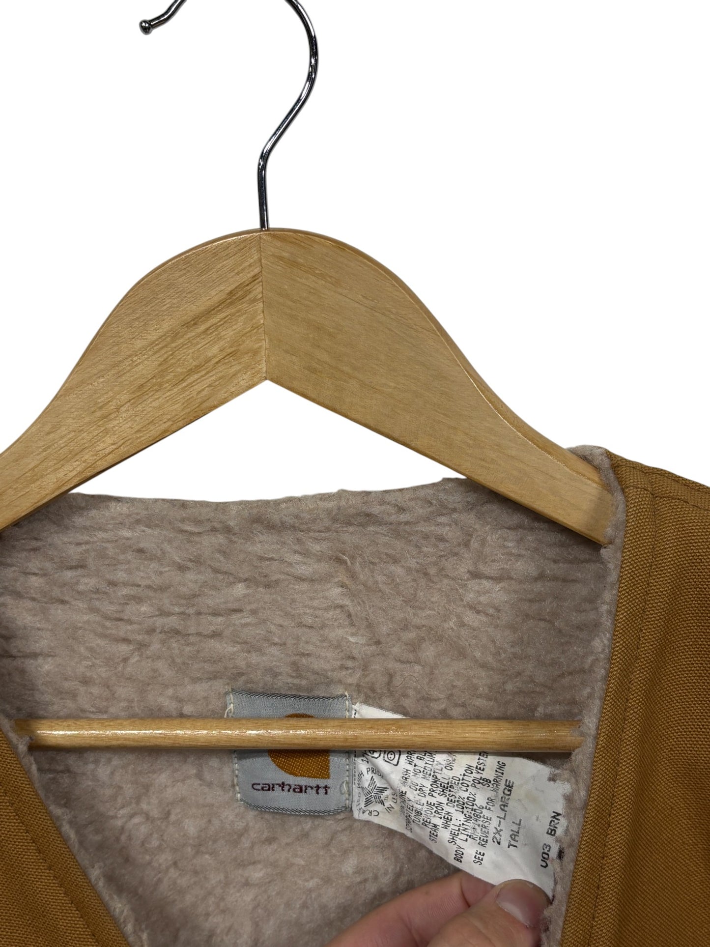 Vintage Carhartt Made in USA Sherpa Lined Brown Vest Size XXL Tall