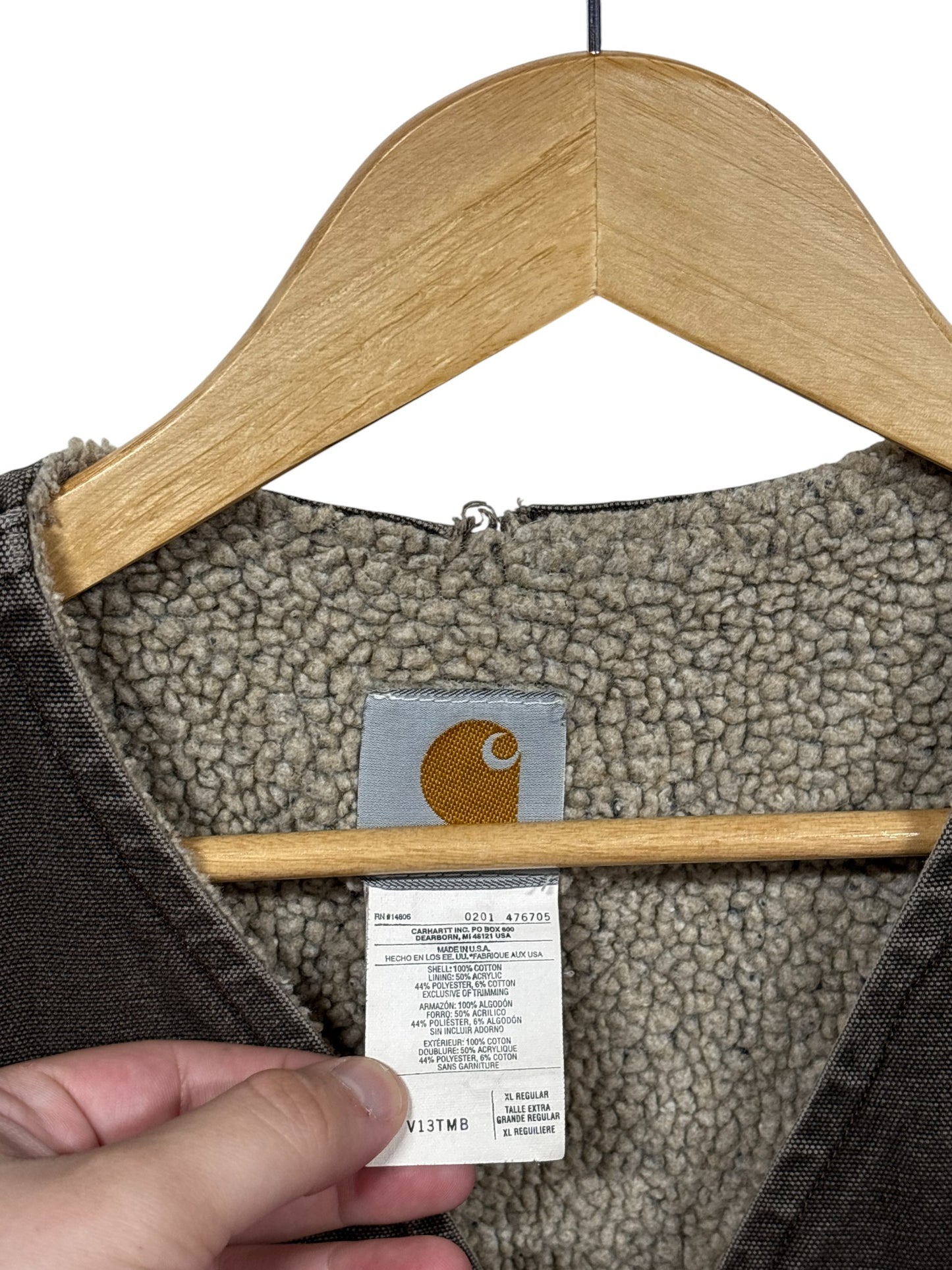 Vintage Carhartt Made in USA Brown Sherpa Lined Vest Size XL