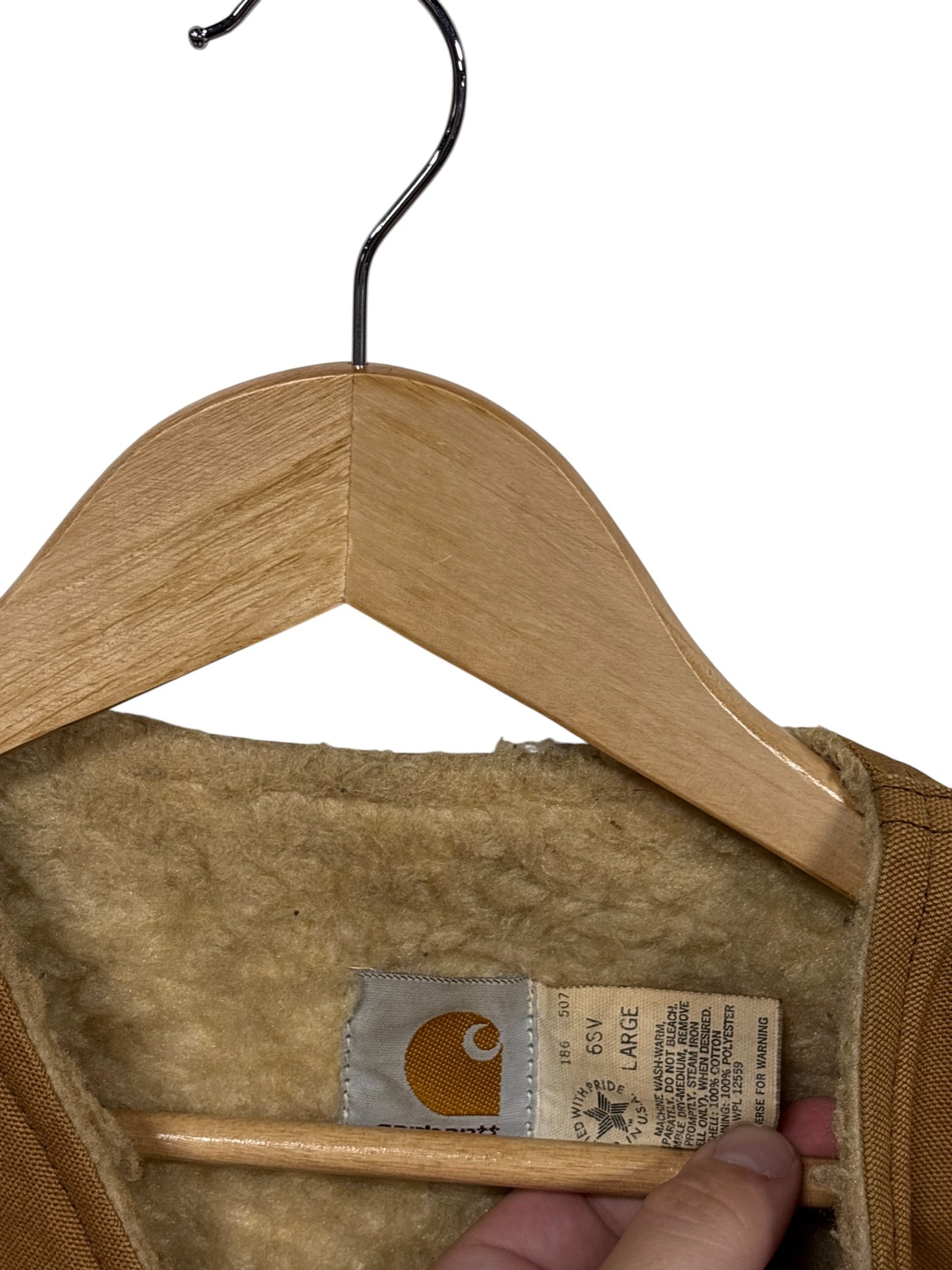 Vintage Carhartt Brown Sherpa Lined Custom Art Vest Size Large