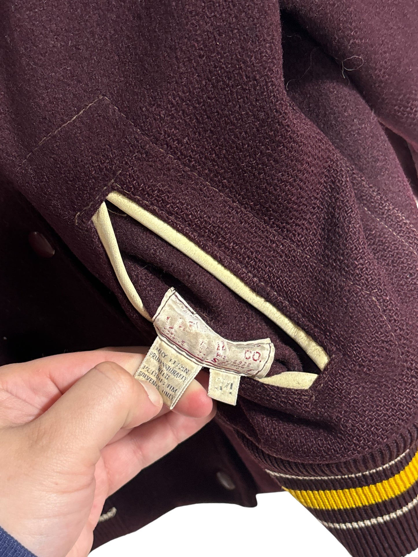 Vintage 70's Circle Wildcats Maroon Letterman Jacket Size Medium
