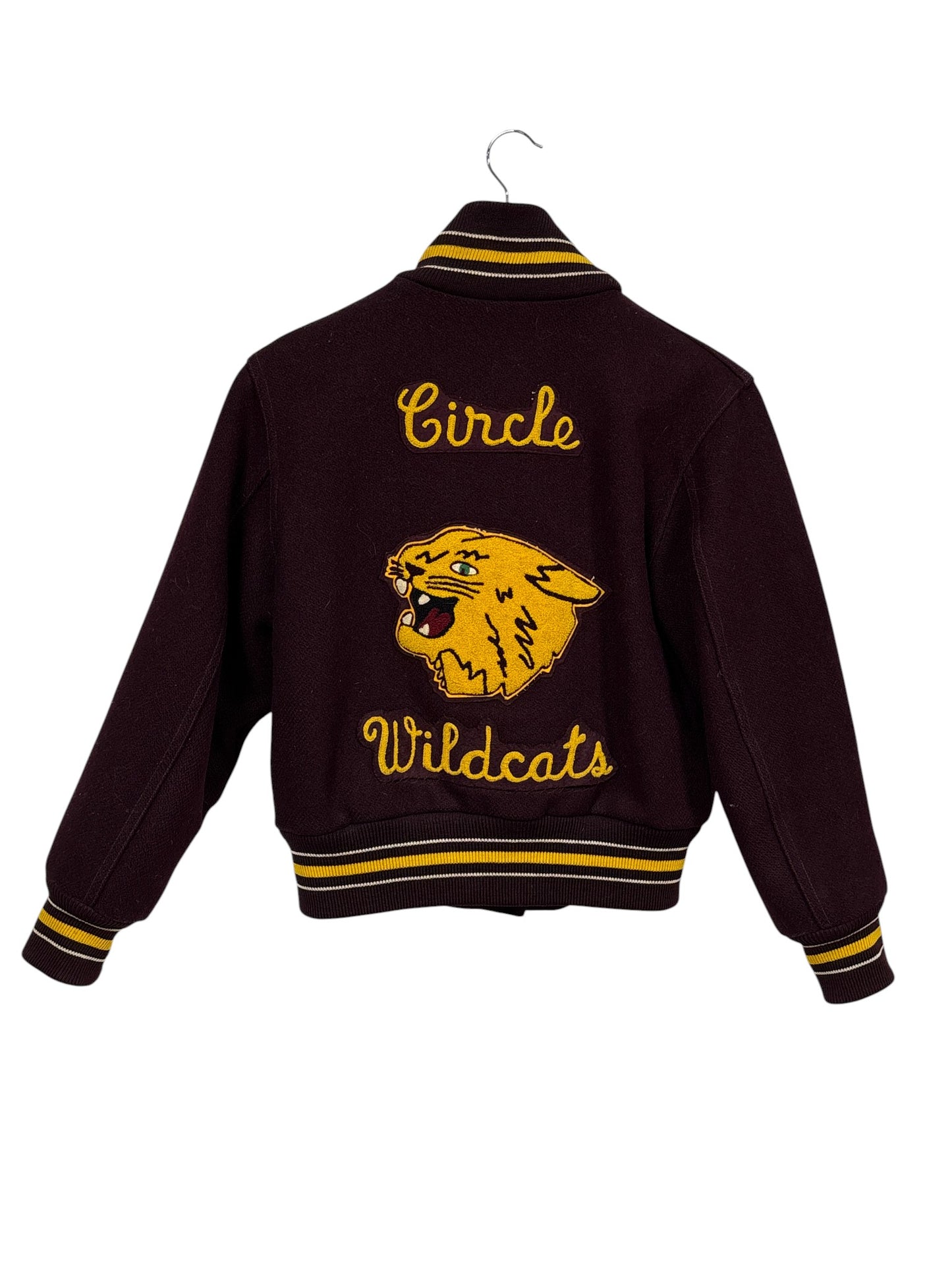 Vintage 70's Circle Wildcats Maroon Letterman Jacket Size Medium