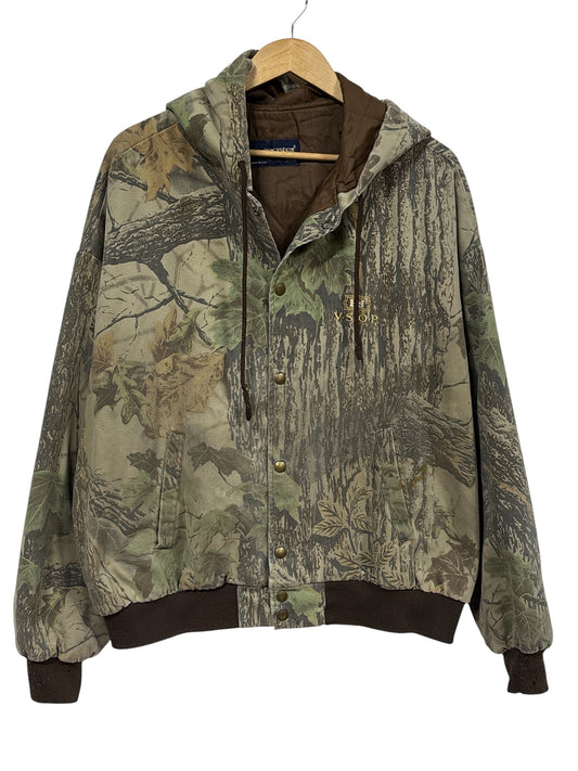 Vintage 90's Swingster Hunting Woodland Camo Hooded Jacket Size XXL