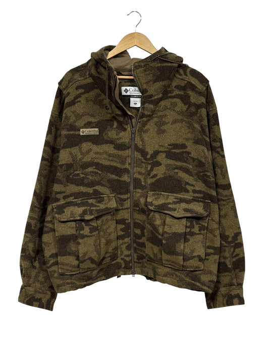 Vintage Columbia Camo Zip Up Hooded Jacket Size XL