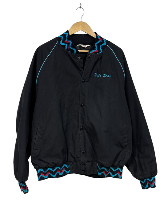 Vintage 90's Aztec Stripe Fishing Black Jacket Size 3XL