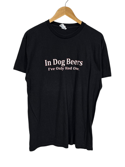 Vintage Y2K In Dog Beers Drinking Humor Graphic Tee Size Large