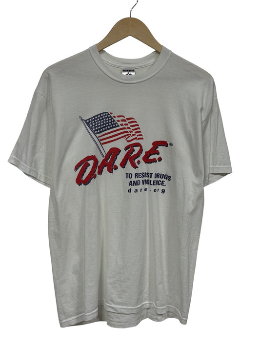 Vintage Y2K DARE Resist Drugs and Violence Graphic Tee Size Large