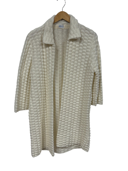 Vintage 90's Women's Open White Knit Cardigan Size XL