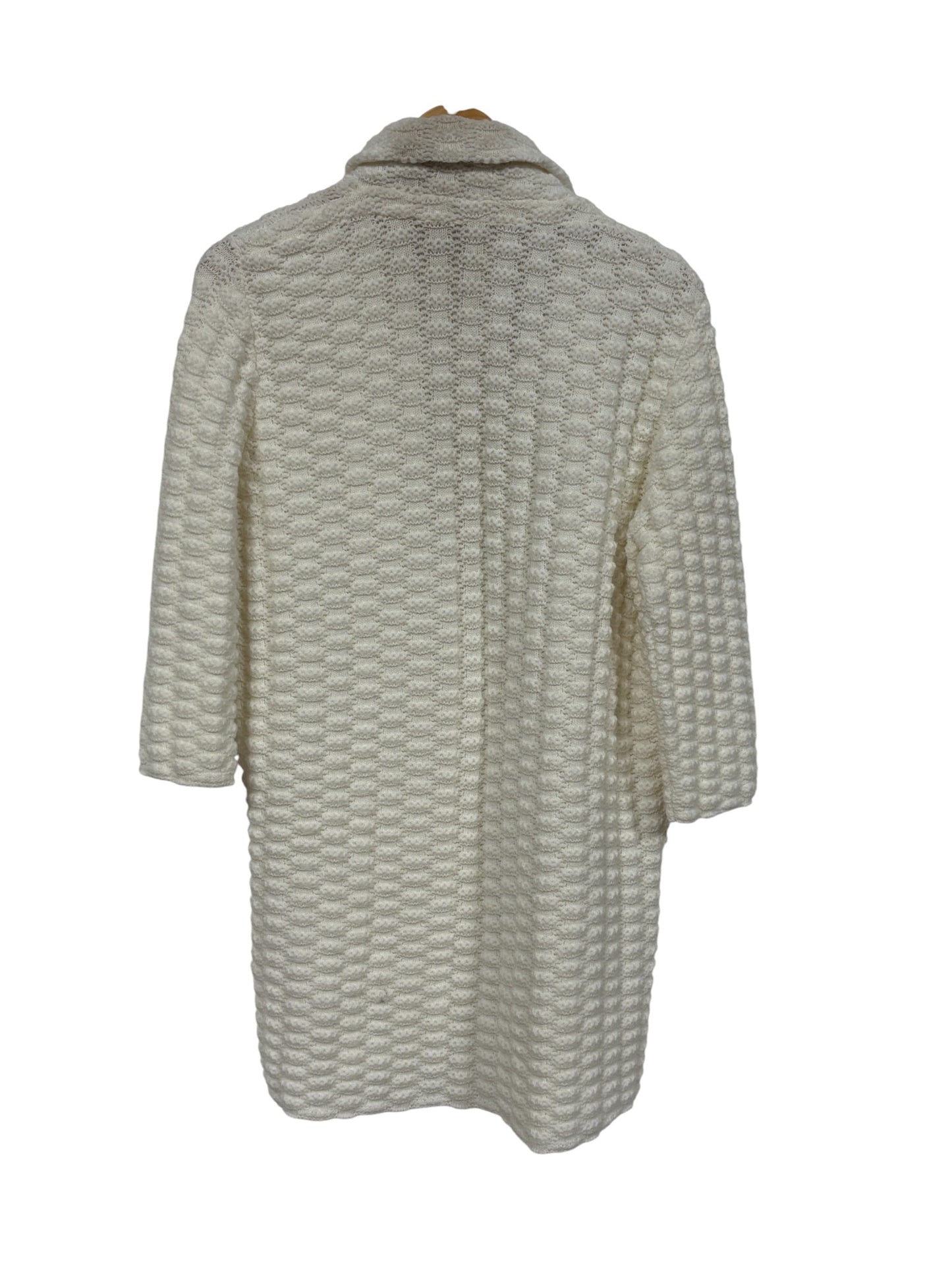 Vintage 90's Women's Open White Knit Cardigan Size XL