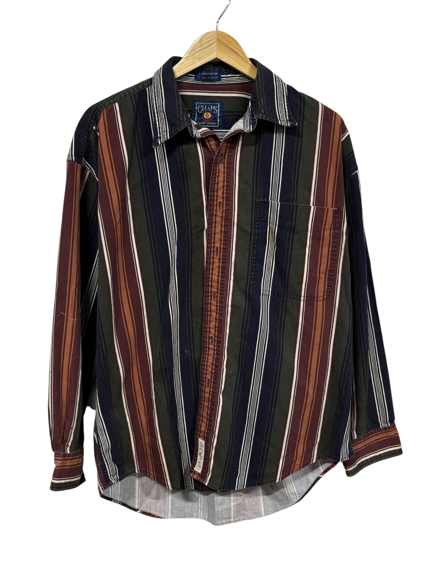Vintage Chaps Ralph Lauren Striped Button Up Shirt Size Large