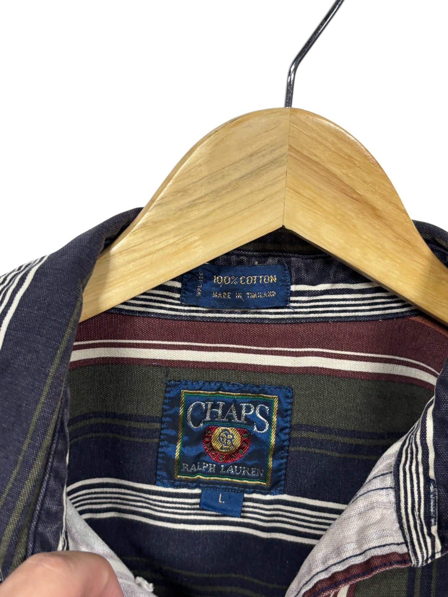 Vintage Chaps Ralph Lauren Striped Button Up Shirt Size Large