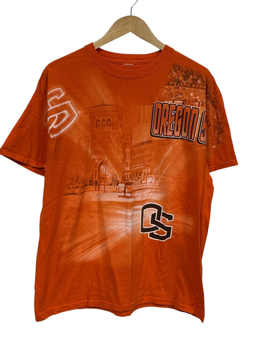 Vintage Y2K Oregon State Beavers Collegiate AOP Graphic Tee Size XL