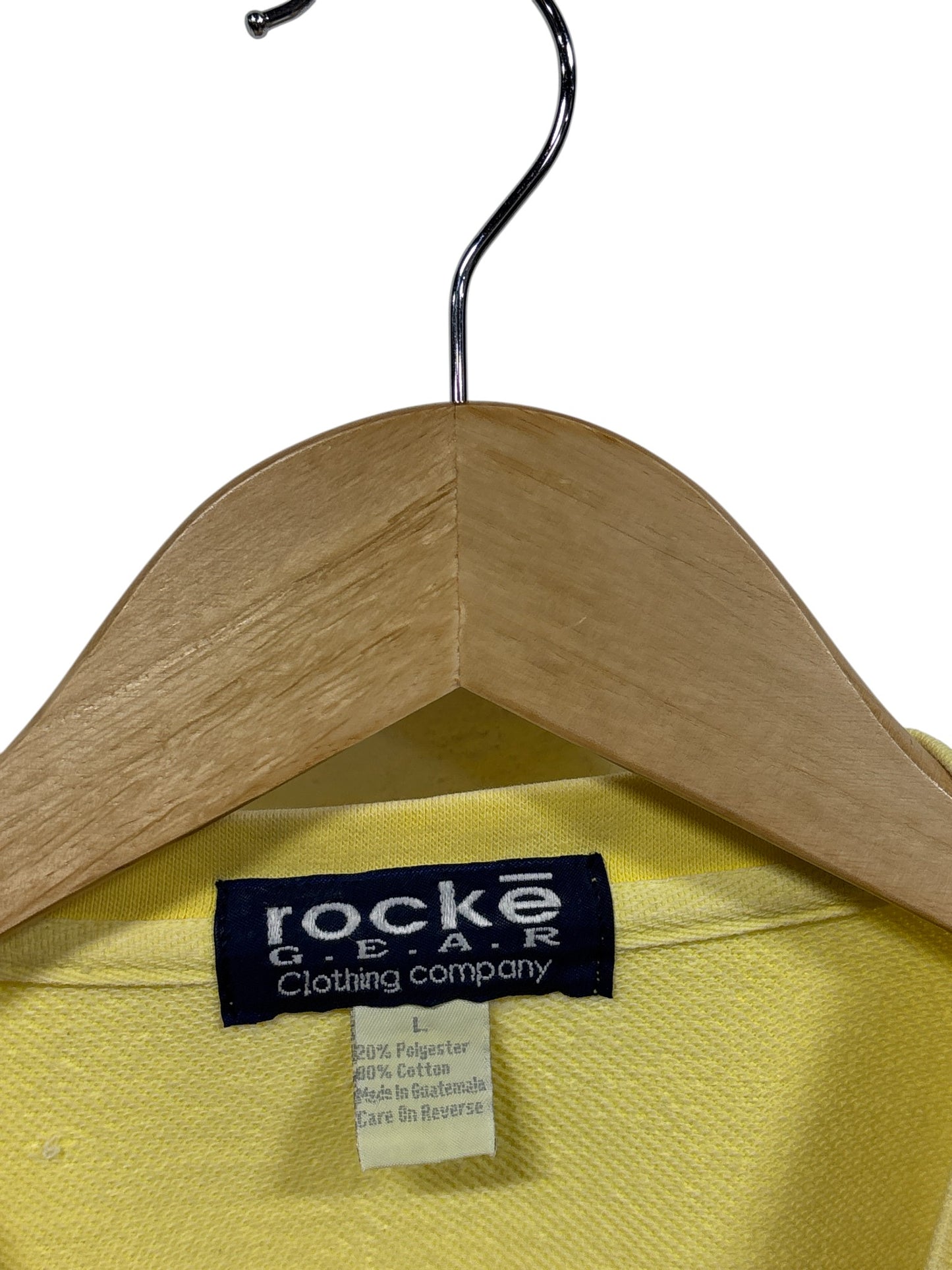 Vintage Rocke Gear Yellow V Neck Long Sleeve Shirt Size Large